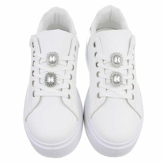 Witte lage sneaker Davina met zilver accent
