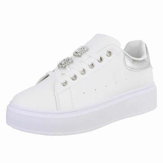 Witte lage sneaker Davina met zilver accent