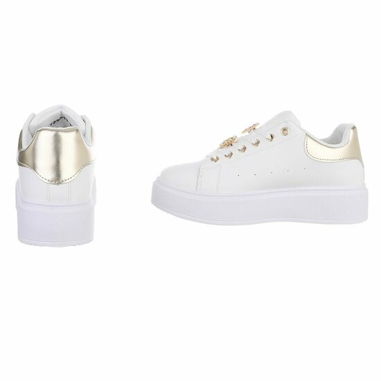 Witte lage sneaker Davina met gouden accent