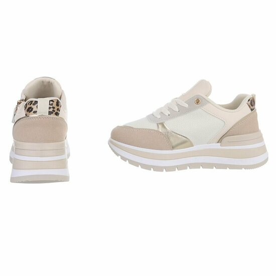 Beige lage sneaker Alegra met gouden accenten