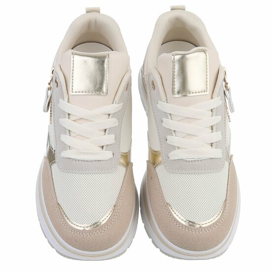 Beige lage sneaker Alegra met gouden accenten
