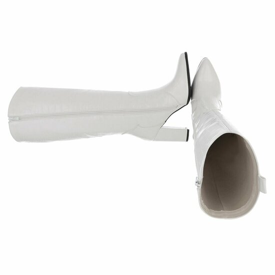 Hoge witte laars Dilara met croco print