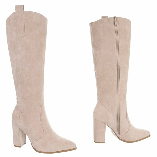 Hoge beige suede laars Dilara 
