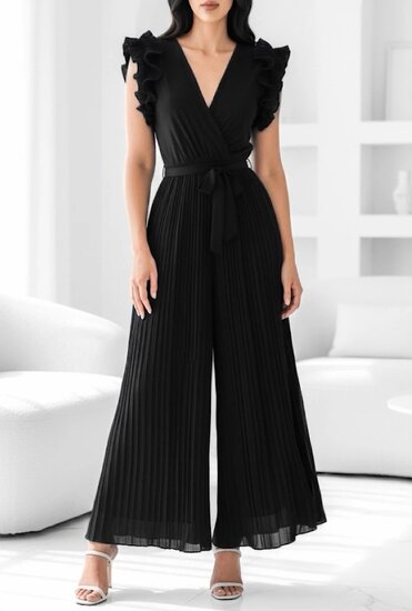 Elegante zwarte plisse jumpsuit