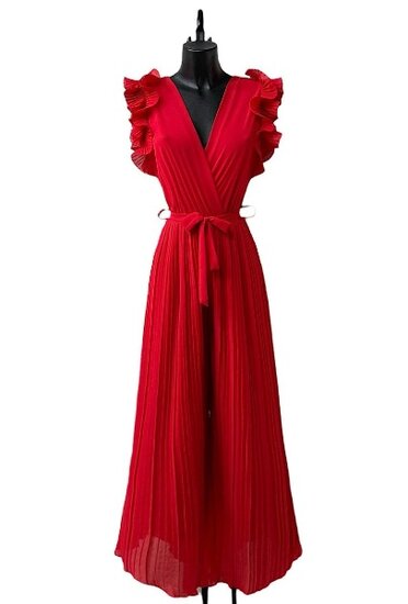 Elegante rode plisse jumpsuit