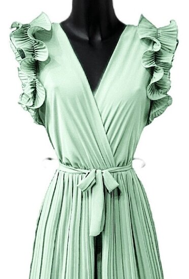 Elegante licht groene plisse jumpsuit