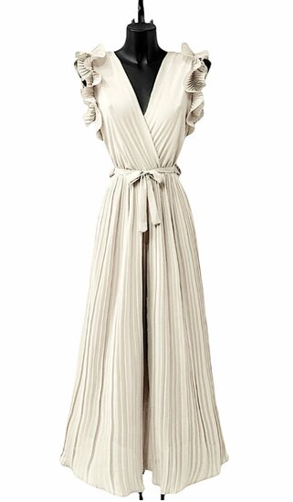 Elegante beige plisse jumpsuit
