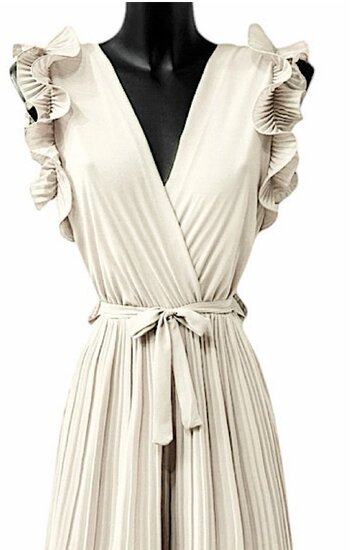 Elegante beige plisse jumpsuit