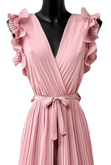 Elegante oud rose plisse jumpsuit