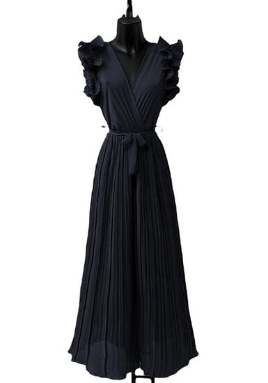 Elegante donker blauwe plisse jumpsuit