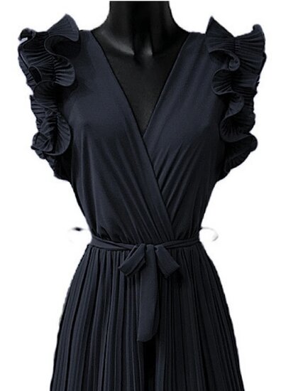 Elegante donker blauwe plisse jumpsuit