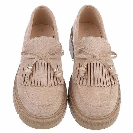 Kaki bruine suede mocassin Dagmar