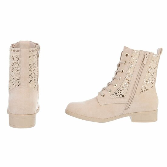 Beige daimen enkellaarsje Dounia