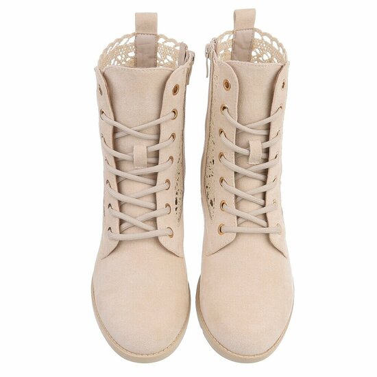 Beige daimen enkellaarsje Dounia