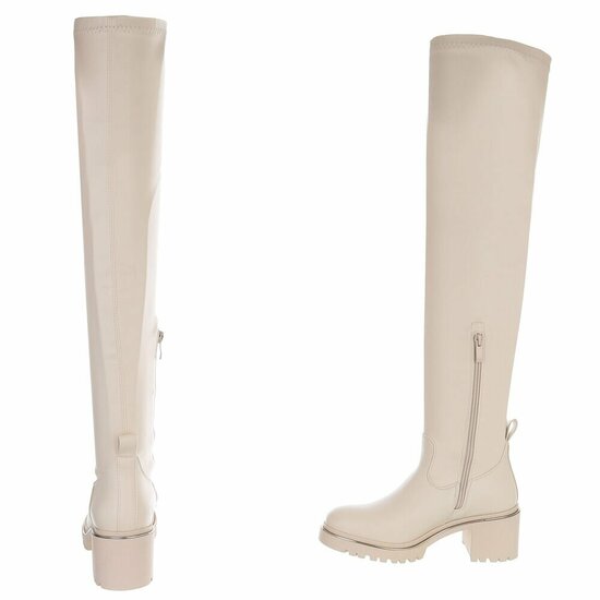 Beige hoge overknee laars Lucia