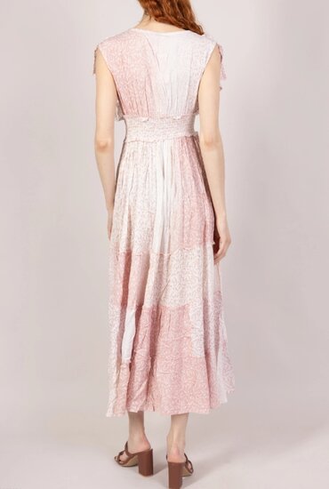 Luchtige rose maxi jurk van katoen