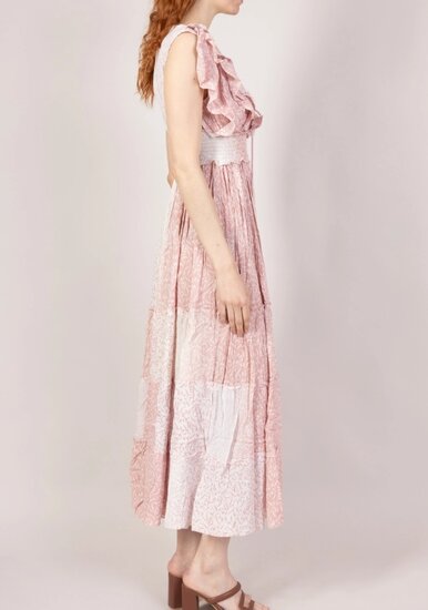 Luchtige rose maxi jurk van katoen