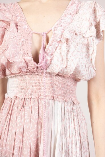 Luchtige rose maxi jurk van katoen