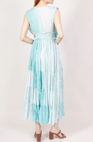 Luchtige turqouise maxi jurk van katoen