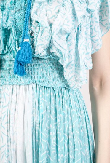 Luchtige turqouise maxi jurk van katoen