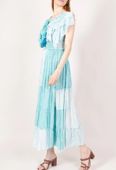 Luchtige turqouise maxi jurk van katoen