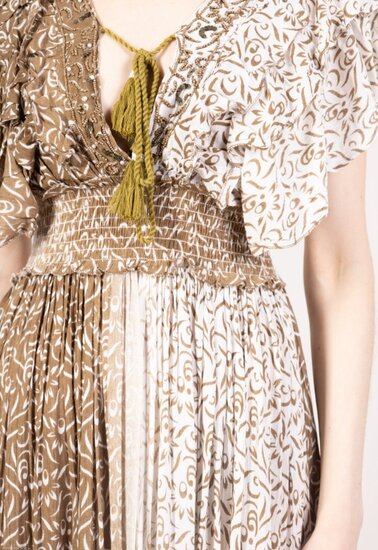 Luchtige kaki groene maxi jurk van katoen