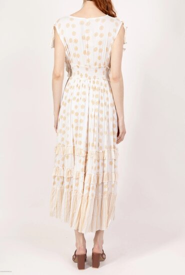 Luchtige beige maxi jurk van katoen