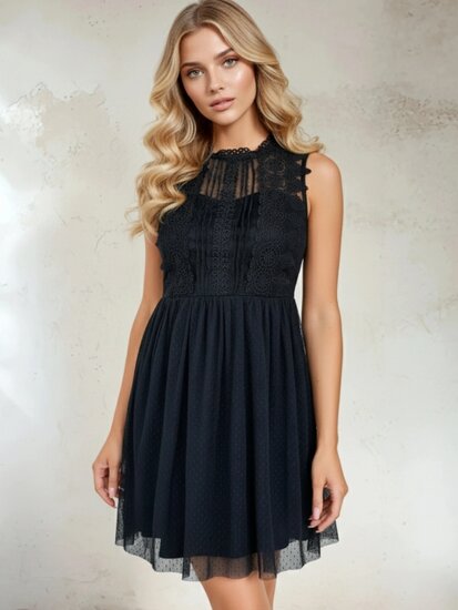 Romantische zwarte korte jurk