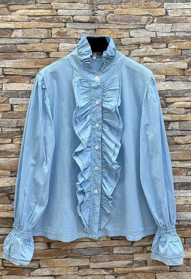 Romantische blauwe hemdblouse