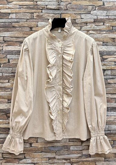 Romantische beige hemdblouse