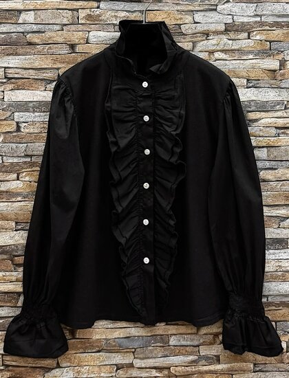 Romantische zwarte hemdblouse
