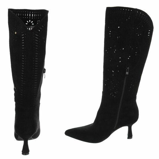 Hoge zwarte suede western-biker laars Dania