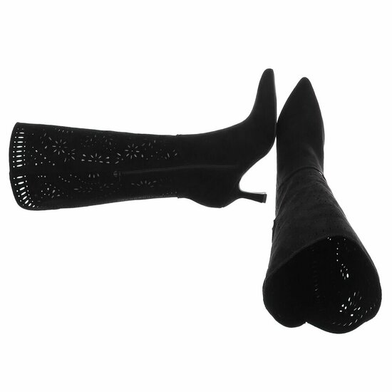 Hoge zwarte suede western-biker laars Dania