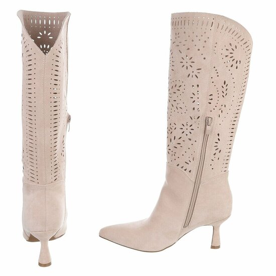 Hoge beige suede western-biker laars Dania