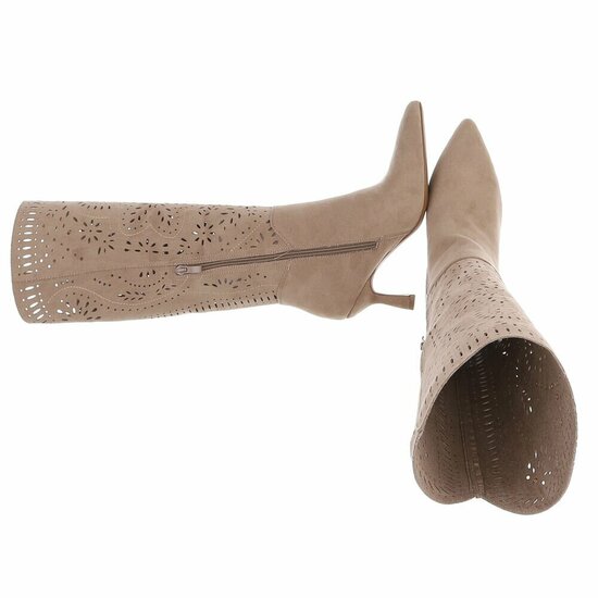 Hoge kaki bruine suede western-biker laars Dania