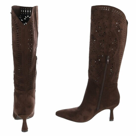 Hoge bruine suede western-biker laars Dania