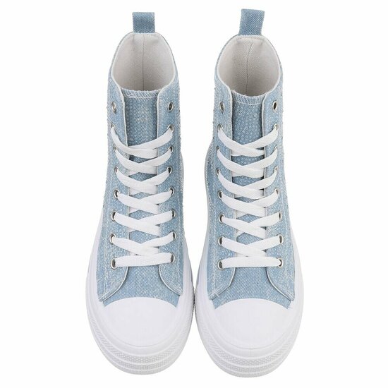 Jeans licht blauwe hoge textiel sneaker Daisy