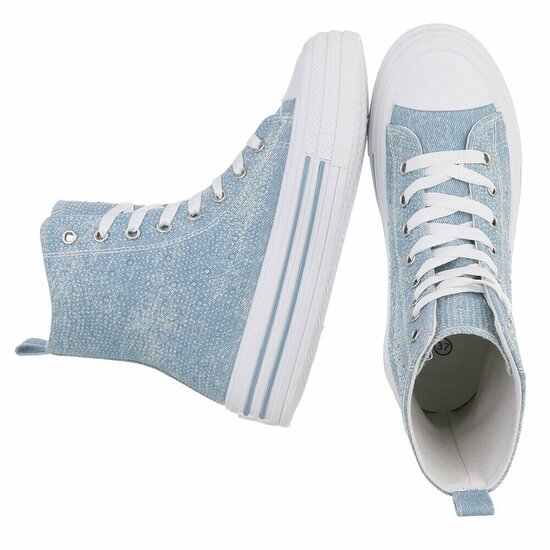 Jeans licht blauwe hoge textiel sneaker Daisy