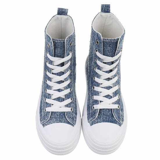 Jeans blauwe hoge textiel sneaker Daisy