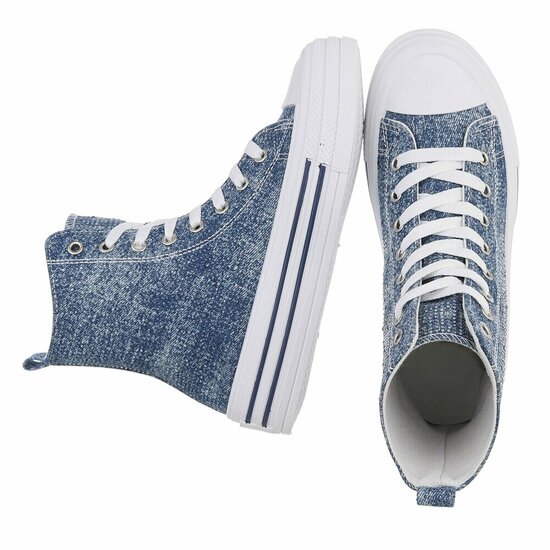 Jeans blauwe hoge textiel sneaker Daisy