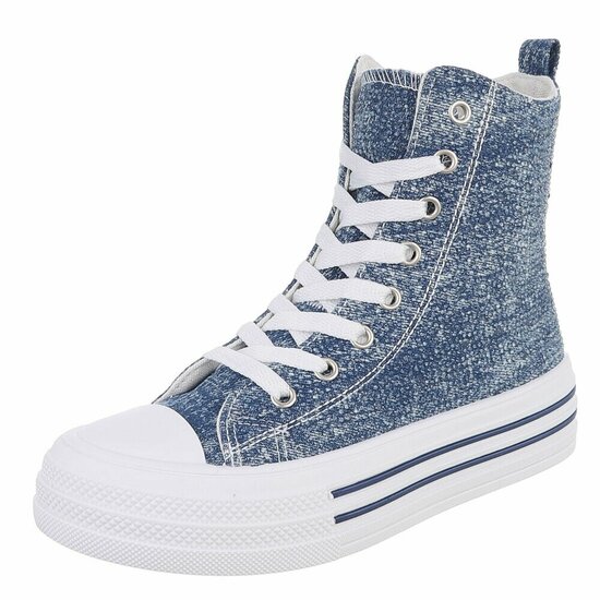 Jeans blauwe hoge textiel sneaker Daisy