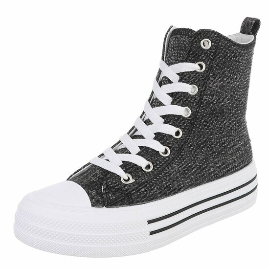 Jeans zwarte hoge textiel sneaker Daisy