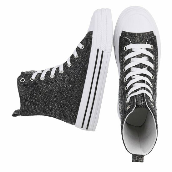 Jeans zwarte hoge textiel sneaker Daisy
