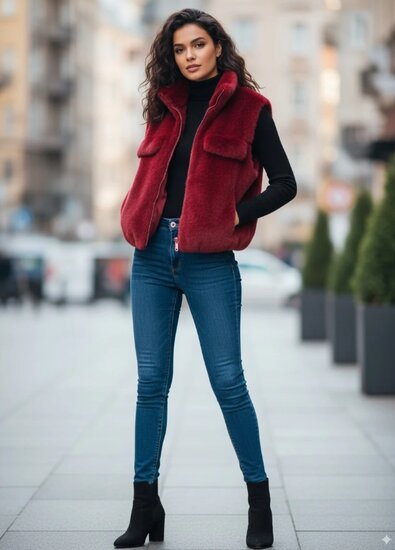 Bordeaux bodywarmer in teddy fleece