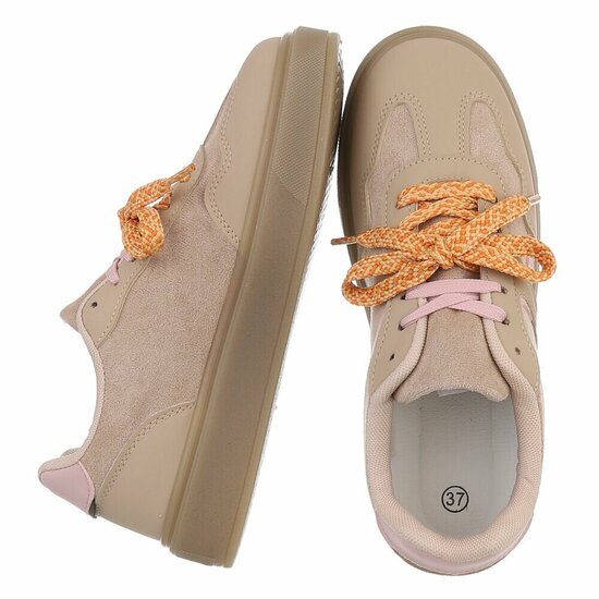 Kaki bruine lage sneaker Lisinka