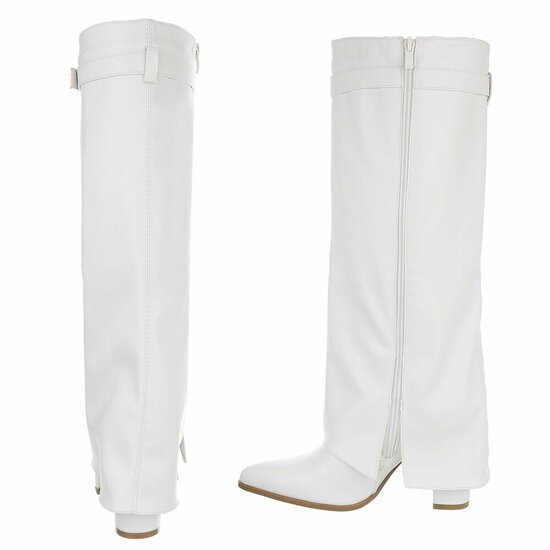 Hoge witte laars met omslag Chanella  