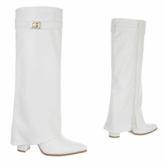 Hoge witte laars met omslag Chanella  