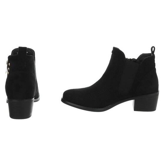 Zwart suede enkellaarsje Bodille met cut out design