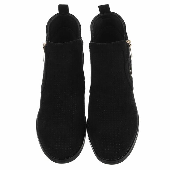 Zwart suede enkellaarsje Bodille met cut out design