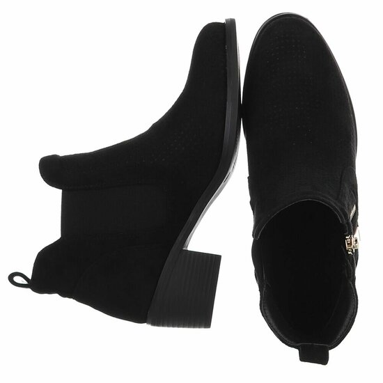 Zwart suede enkellaarsje Bodille met cut out design
